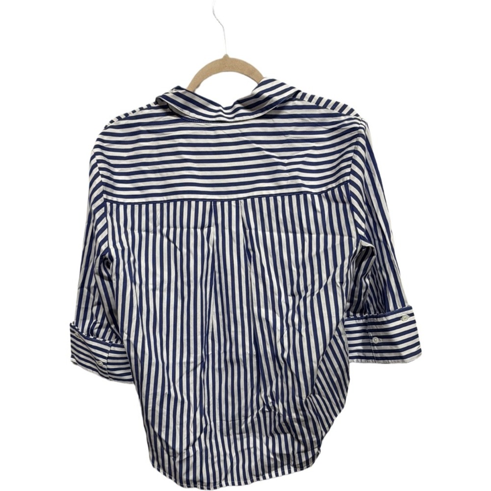 Madewell NZ863 Blue White Striped Button Front Shirt Medium NWT 100% Cotton Top - Picture 4 of 7
